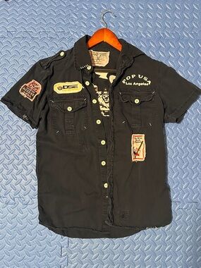 Toxic Waste Dark Blue Short-Sleeve Patch Shirt